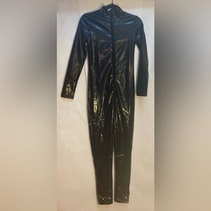 NWT Black Pleather Jumpsuit Costume Size Large